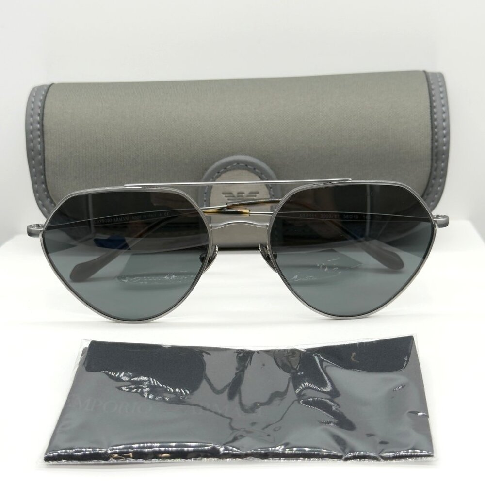Georgio Armani AR6111 3003/87 Sunglasses Matte Gunmetal Grey Lenses Square